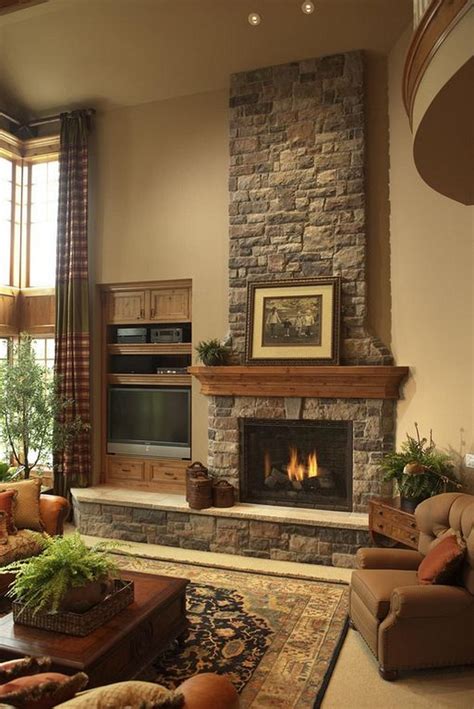 26 Awesome Traditional Stone Fireplace Decorating Ideas