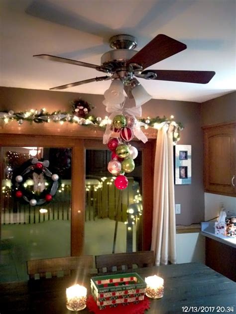 Kitchen Ceiling Fan Decorated For Christmas Diy Christmas Decorations