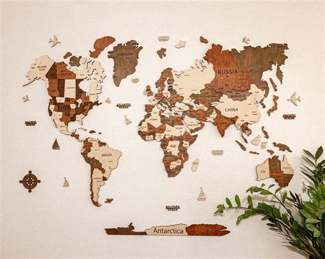 Wooden 3d World Map Puzzle Wood Home Wall Decor Etsy