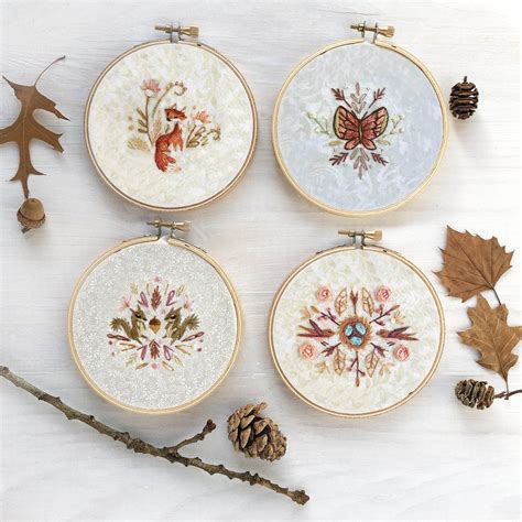Four Mini Nature Motifs Hand Embroidery Pattern PDF Download | Etsy ...