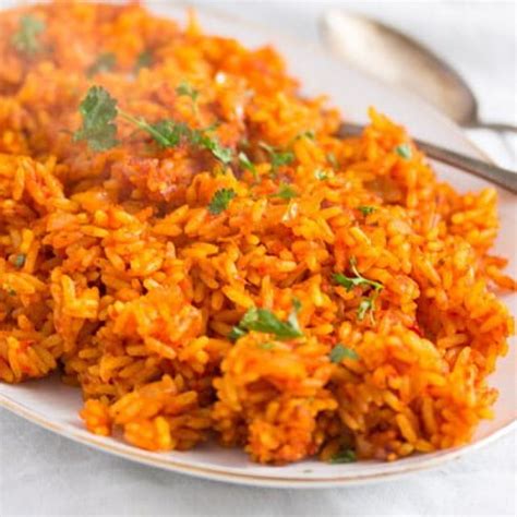 Spicy Nigerian Jollof Rice On A Serving Platter Nigerian Food