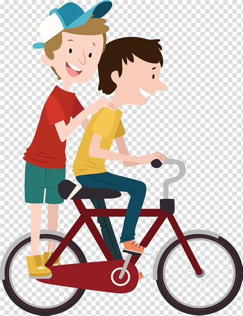 Two Boys Riding Bicycle Illustration Bicycle Child Cycling During The
