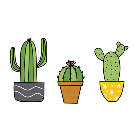 Dibujo De Cactus En Un Linda Maceta Aislado En Transparente