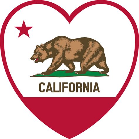 The flag included a red star on a white background and a representation of a grizzly bear. Free Clipart: California Flag Heart | Animals