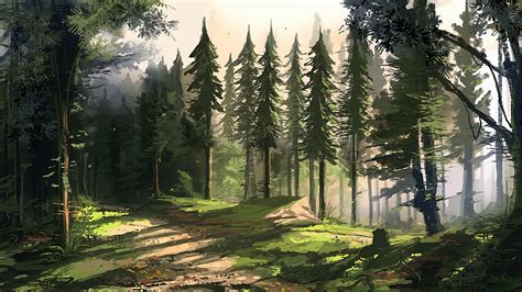 Download Wallpaper 3840x2160 Forest Trees Nature Landscape Art 4k