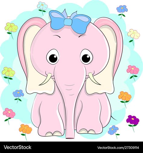 Cute Baby Elephant Cartoon Pink