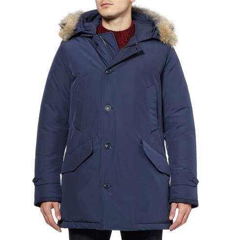 Lyst Woolrich Polar Parka Coyotetrimmed Downfilled Coat In Blue For Men