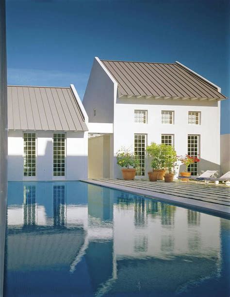 Modern White House Reflected In Swimming Pool Art Print By Durston