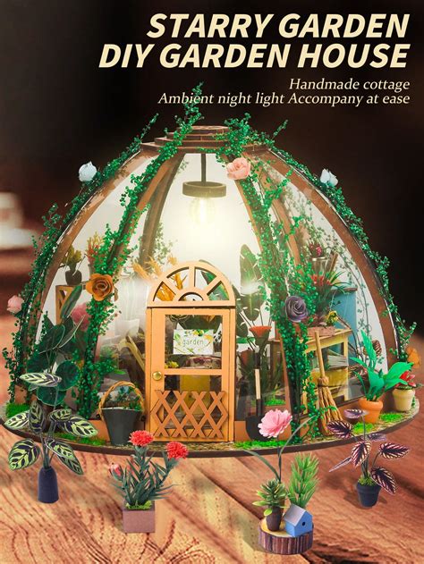 1set wood Starry Sky Garden DIY Miniature Dollhouse Kit, Tiny House kit