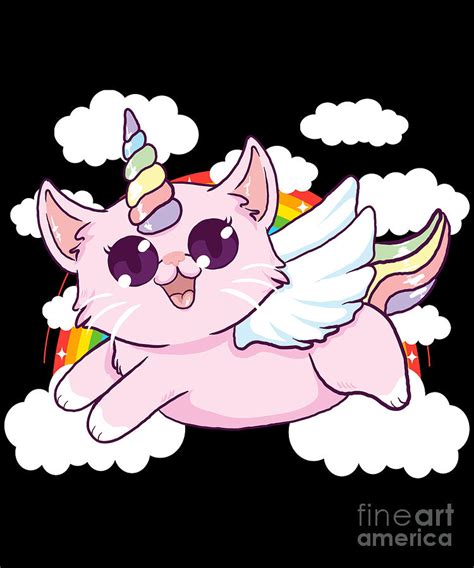 Meowgical Caticorn Majestic Rainbow Cat Unicorn Digital Art By The