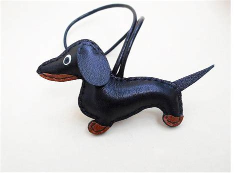 Leather Dachshund Bag Charm Accessories For Bag Black And Tan Cute T