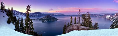 Water Landscapes Snow Trees Oregon Panorama Snow Landscapes