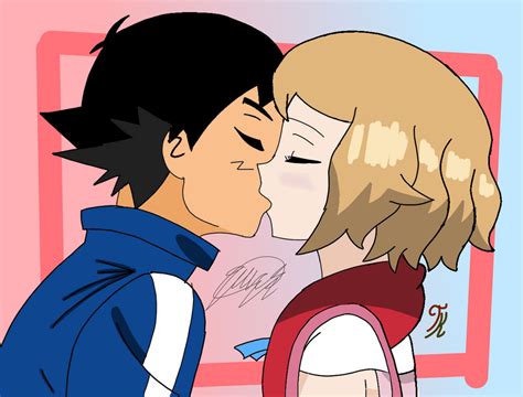 Ash And Serena Kiss Amourshipping By Trainerkaick On Deviantart