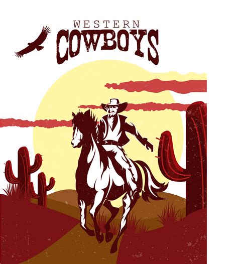 Cowboy Western American frontier Illustration - Horseback riding in the desert png download png image