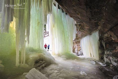 Eben Ice Caves Michigan Waterfall Frozen In Winter Northern Michigan