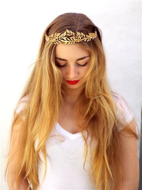 Gold Leaf Crown Bridal Tiara Wedding Headpiece Greek Goddess Flower Crown Golden Hair