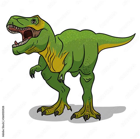 Tyrannosaurus Rex Dinosaur Vector Illustration In Cartoon Style Stock