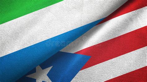 Sierra Leone And Puerto Rico Two Flags Textile Cloth Fabric Texture Stock Image Image Of