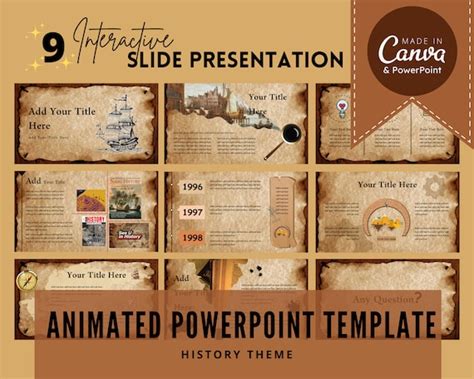 Animated History Theme Powerpoint Slide Presentation Template Etsy Canada