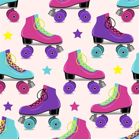 Premium Vector Pattern Of Retro Roller Skates On Pink Background