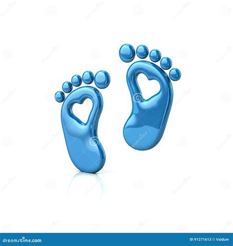 Blue Baby Footprints With Hearts Stock Illustration Illustration Of