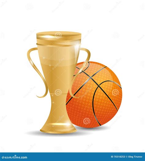 Golden Trophy With Basketball Ball Stock Vector Illustration Of Gold