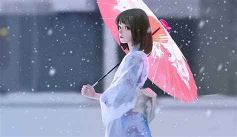 Girl Holding A Umbrella 4k Wallpaperhd Artist Wallpapers4k Wallpapers