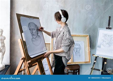 Young Student Artist At Art Workplace Stock Image Image Of