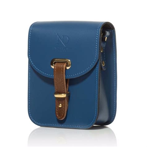 Mini Elizabeth Blue Leather Crossbody Satchel Bag Ndamus London