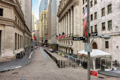 Wall Street Wall Street Panorama With New York Stock Exchange In