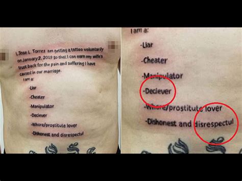 Cheating Husband Gets A Permanent Apology Tattoo Done On His Chest