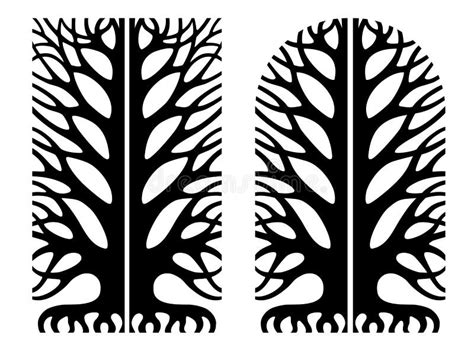 Contour Silhouette Of Fairytale Tree Decor Stock Vector Illustration