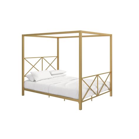 Dorel Rosedale Queen Metal Canopy Bed In Gold The Home Depot Canada