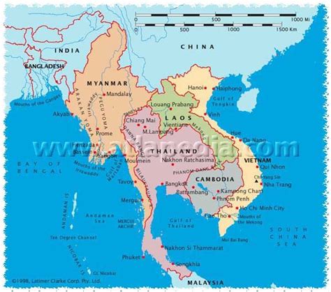 Political Map Of Myanmar Thailand Laos Cambodia Vietnam Atlapedia