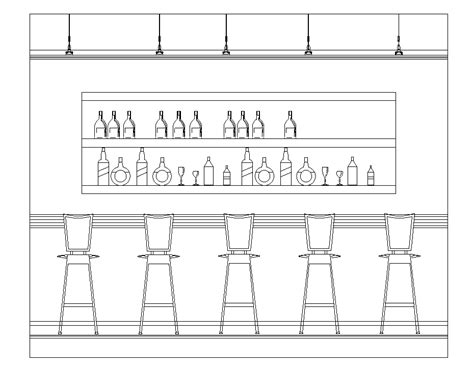 Bar Counter Elevation And Plan Drawing Details Dwg File Cadbull