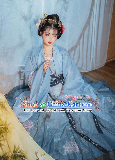 China Tang Dynasty Court Lady Embroidered Dress Traditional Hanfu Clothing Ancient Palace Woman