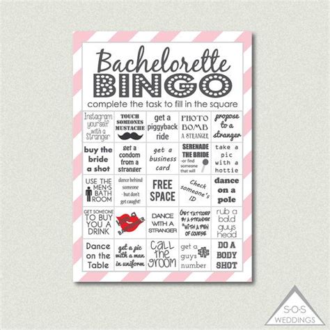 Bachelorette Bingo Cards Bachelorette Party Game Drinking Game Also