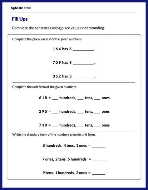 second grade place value worksheets printable and enjoyable learning