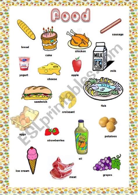 Food Dictionary Esl Worksheet By Potxoki