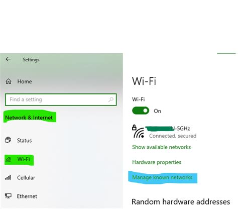 Windows 10 Settings Network Wifi Manage Known Networks