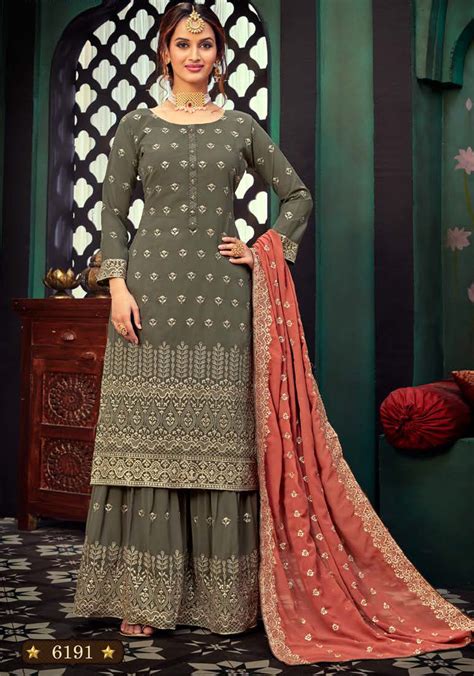 Latest Embroidered Sharara Suits For Wedding Sharara Suits For Party