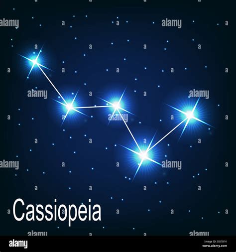 The Constellation Cassiopeia Star In The Night Sky Vector