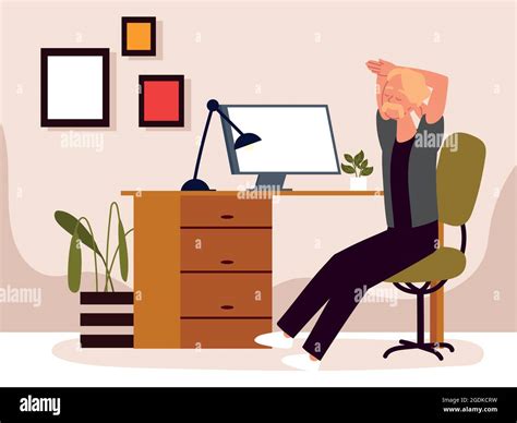 Man Stretching By Taking A Break Stock Vector Image And Art Alamy