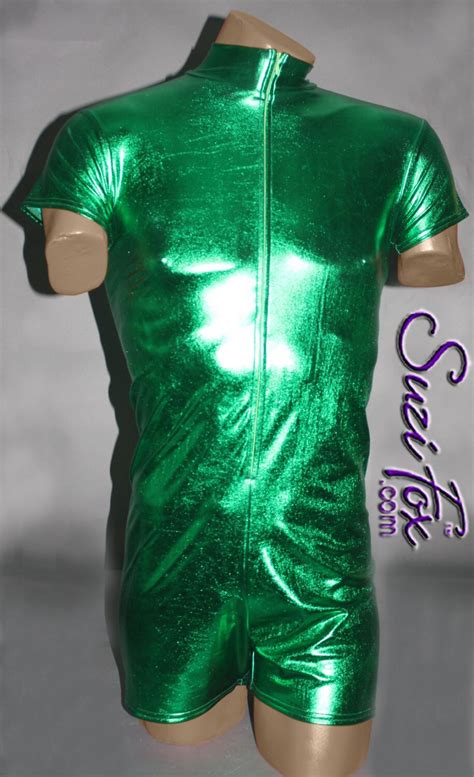 Mens Romper Catsuit Shown In Shiny Gold Metallic Foil Coated Etsy