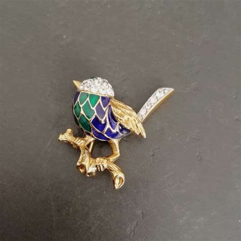 Vintage Bird Brooch Enamel Jewelry Attwood And Sawyer Etsy