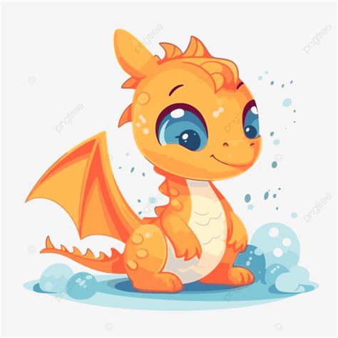 Cute Dragon Vector Sticker Clipart Cute Orange Colored Dragon With