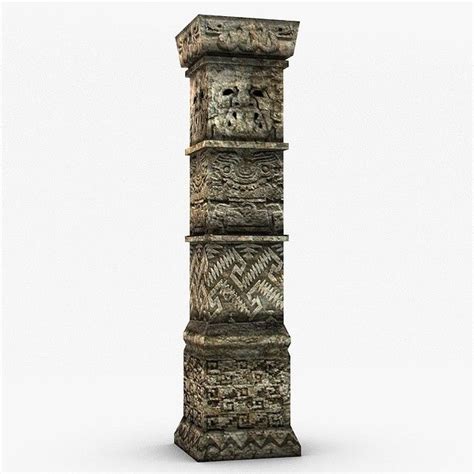 3d Model Ancient Stone Column Stone Columns 3d Model Mayan Glyphs