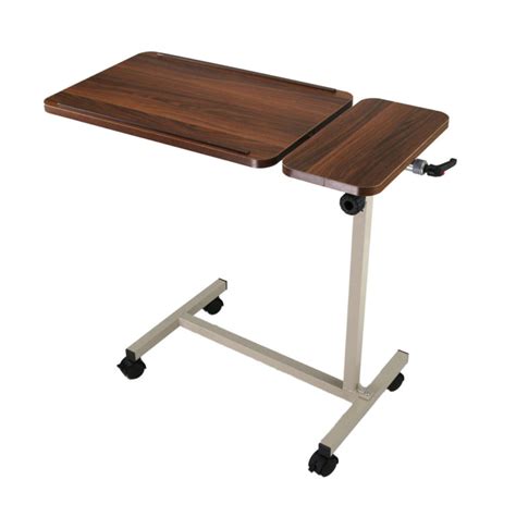 Adjustable Portable Overbed Table With Tilt Top For Home Or Hospital