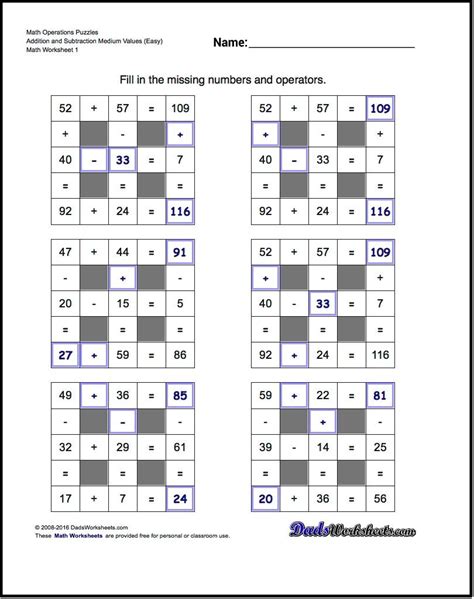 Number Grid Puzzles Multiplication And Division With Missing Values