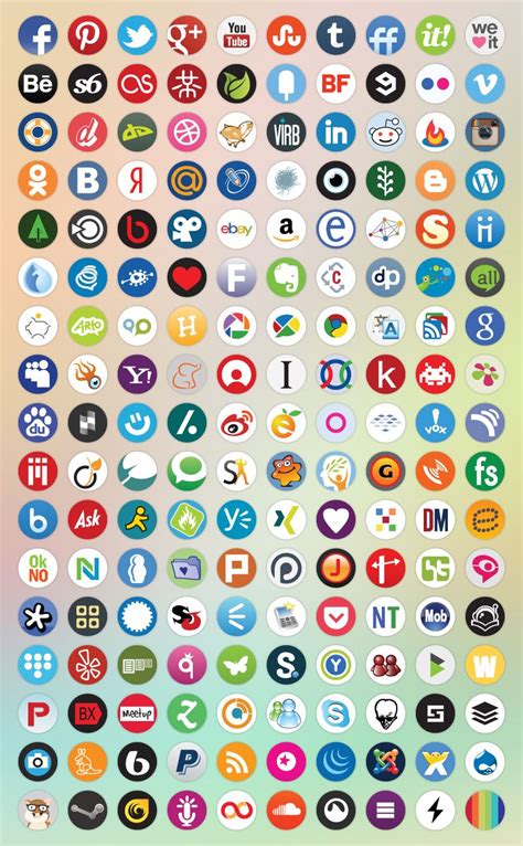 Basic Round Icons Gradient Color Set Social Media Icons Free Social